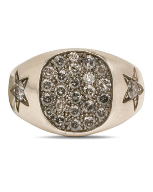 White Gold and Diamond Signet Ring