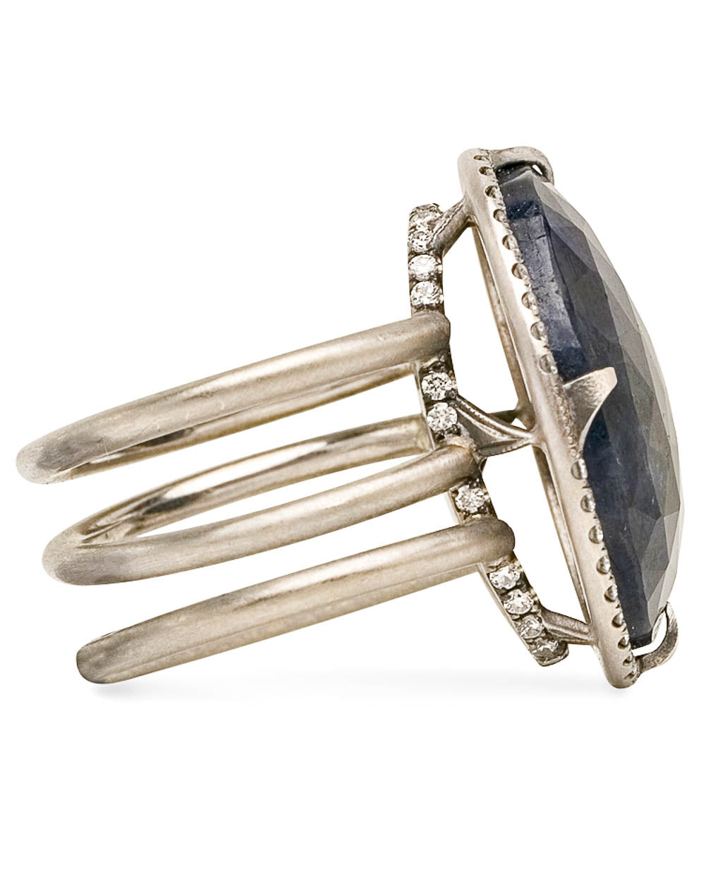 White Gold Sapphire and Diamond Oval Ring