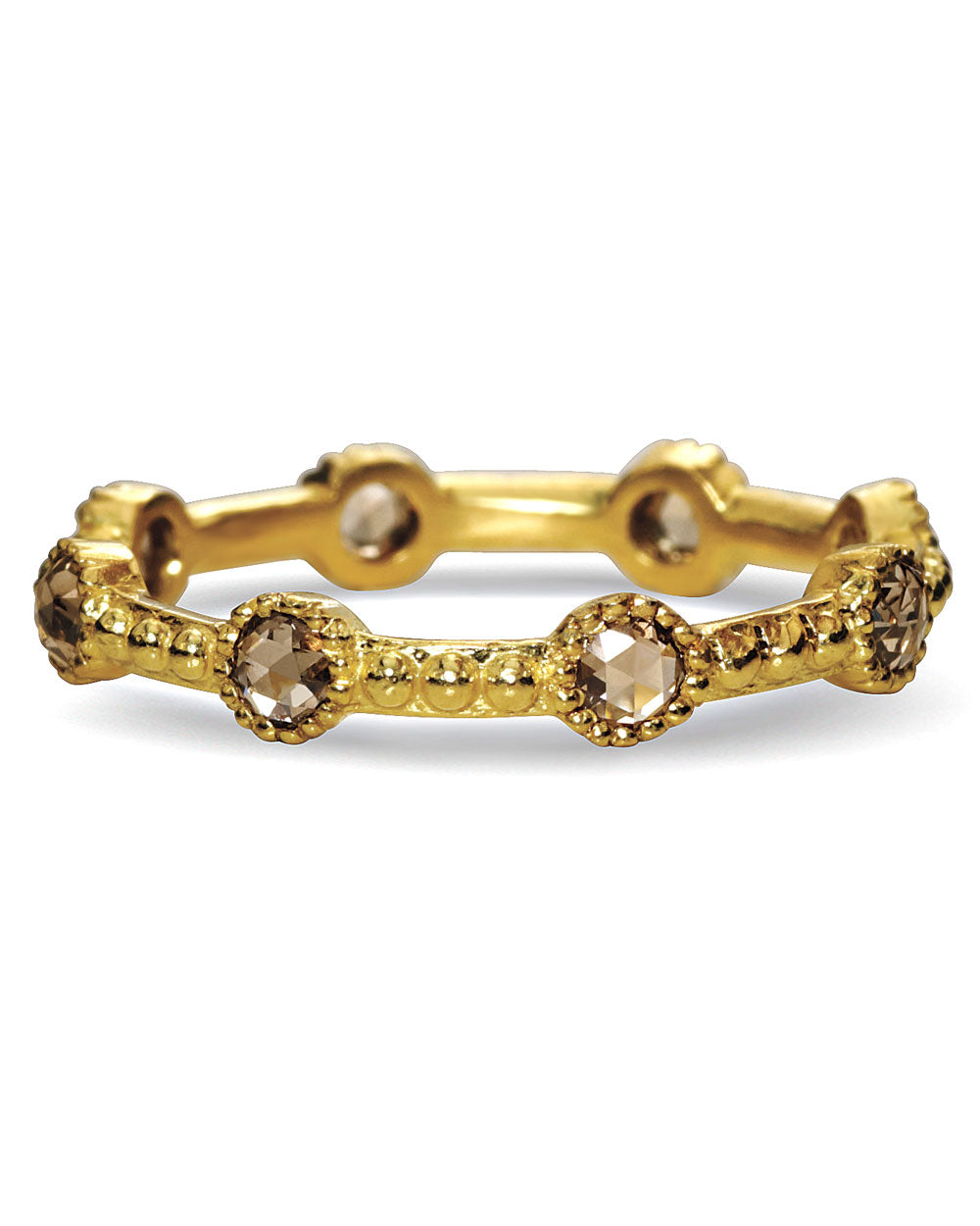 Yellow Gold Champagne Diamond Caviar Band Ring