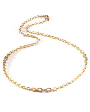 Yellow Gold Diamond Handmade Chain Link Necklace