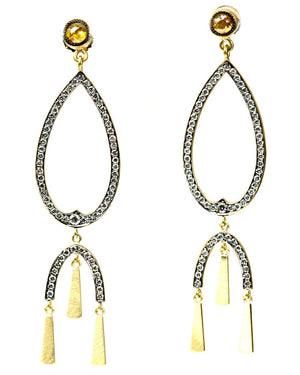 Yellow Gold Diamond Tassel Drop Earrings