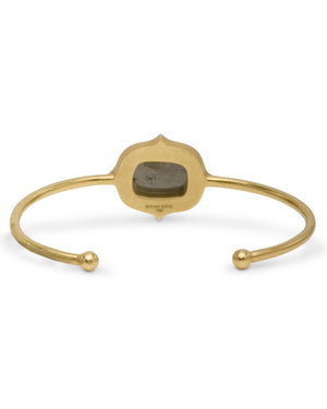 Yellow Gold Oval Rough Cut Diamond Cuff Bracelet
