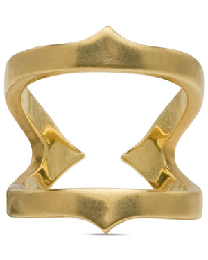 Yellow Gold Rail Ring with Thorns