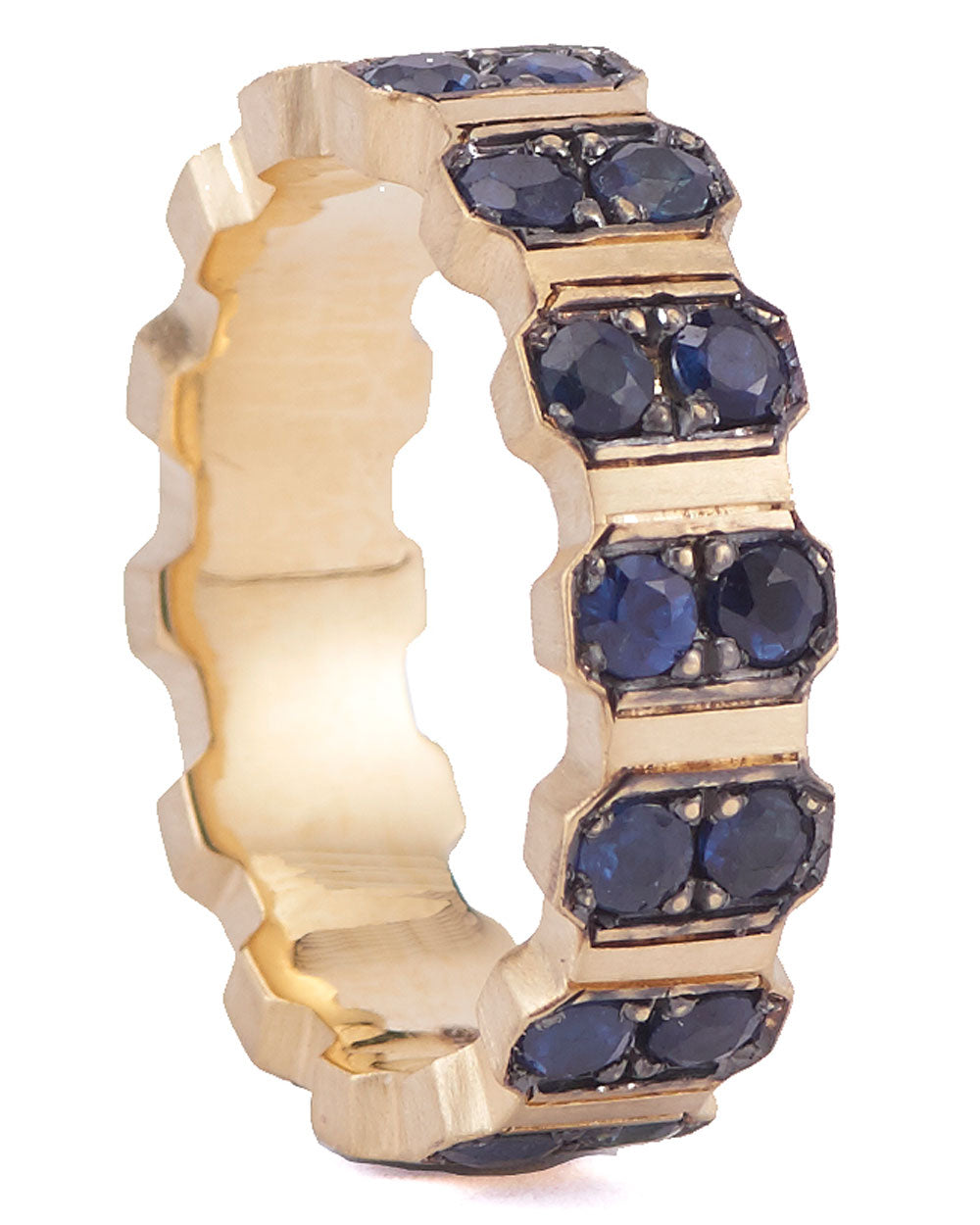 Yellow Gold Reclaimed Blue Sapphire Ring Band