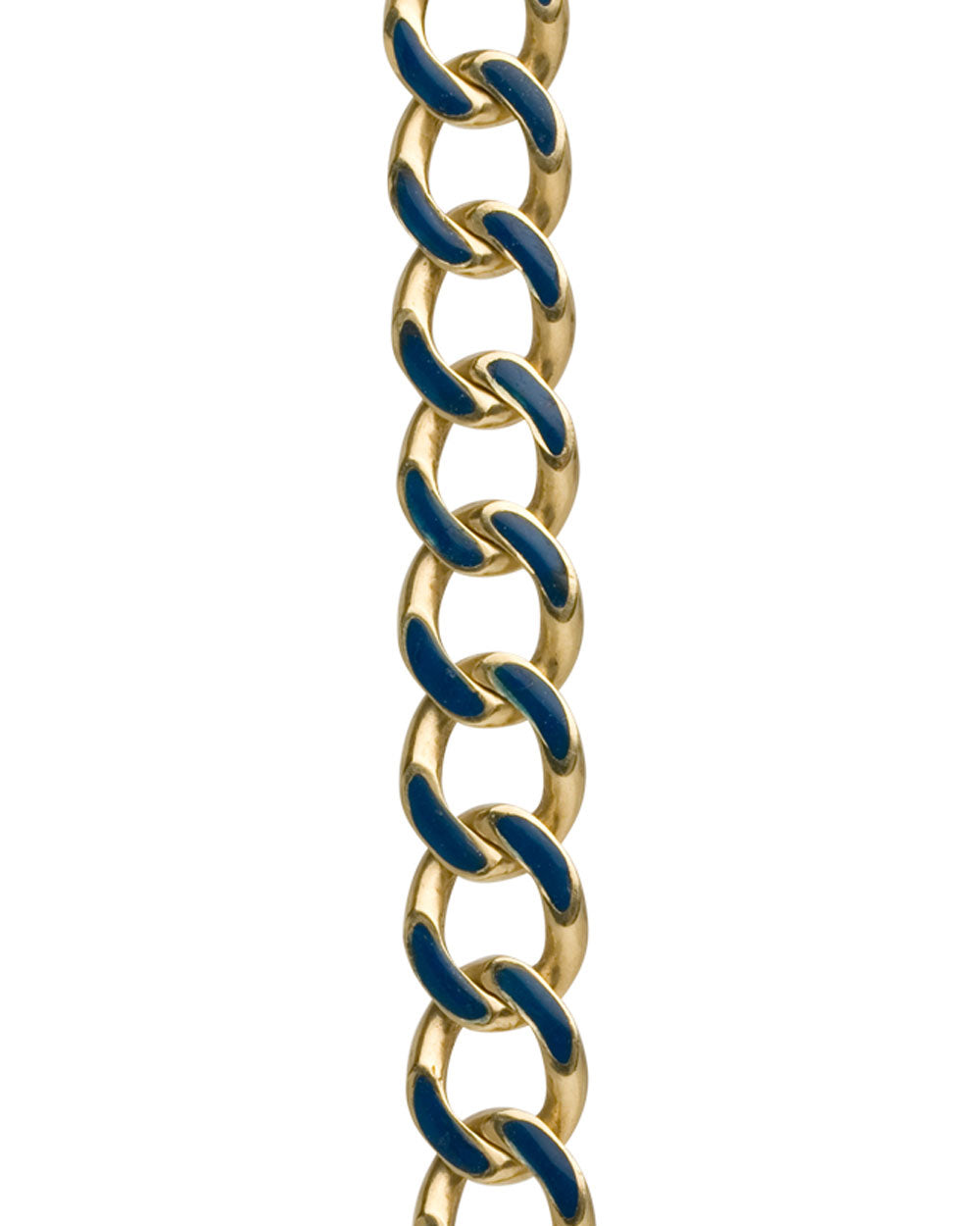 Yellow Gold and Blue Enamel Link Bracelet