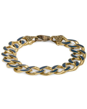Yellow Gold and Blue Enamel Link Bracelet