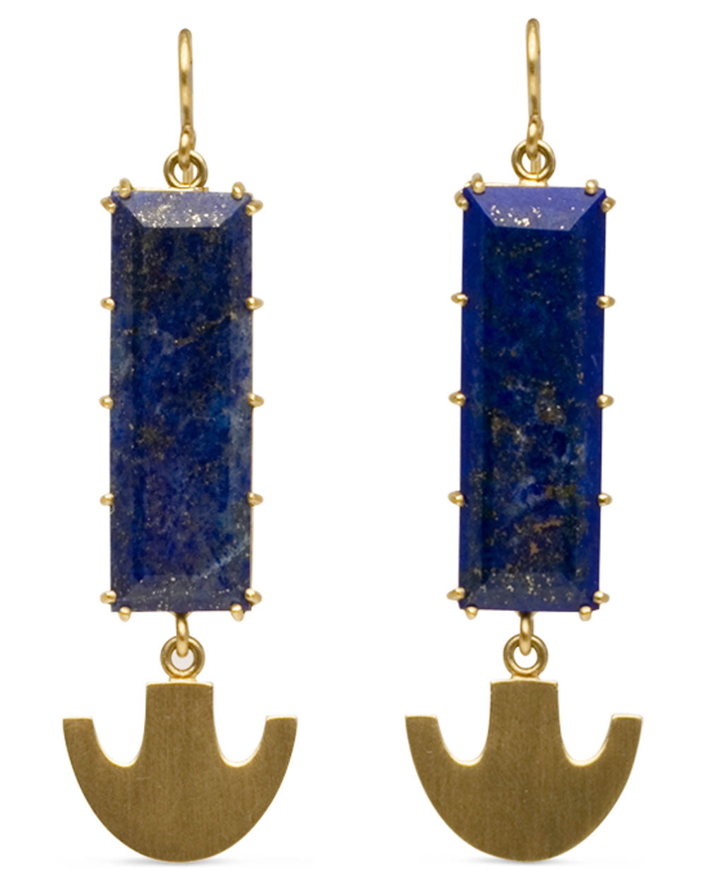 Yellow Gold and Lapis Drop Earrings