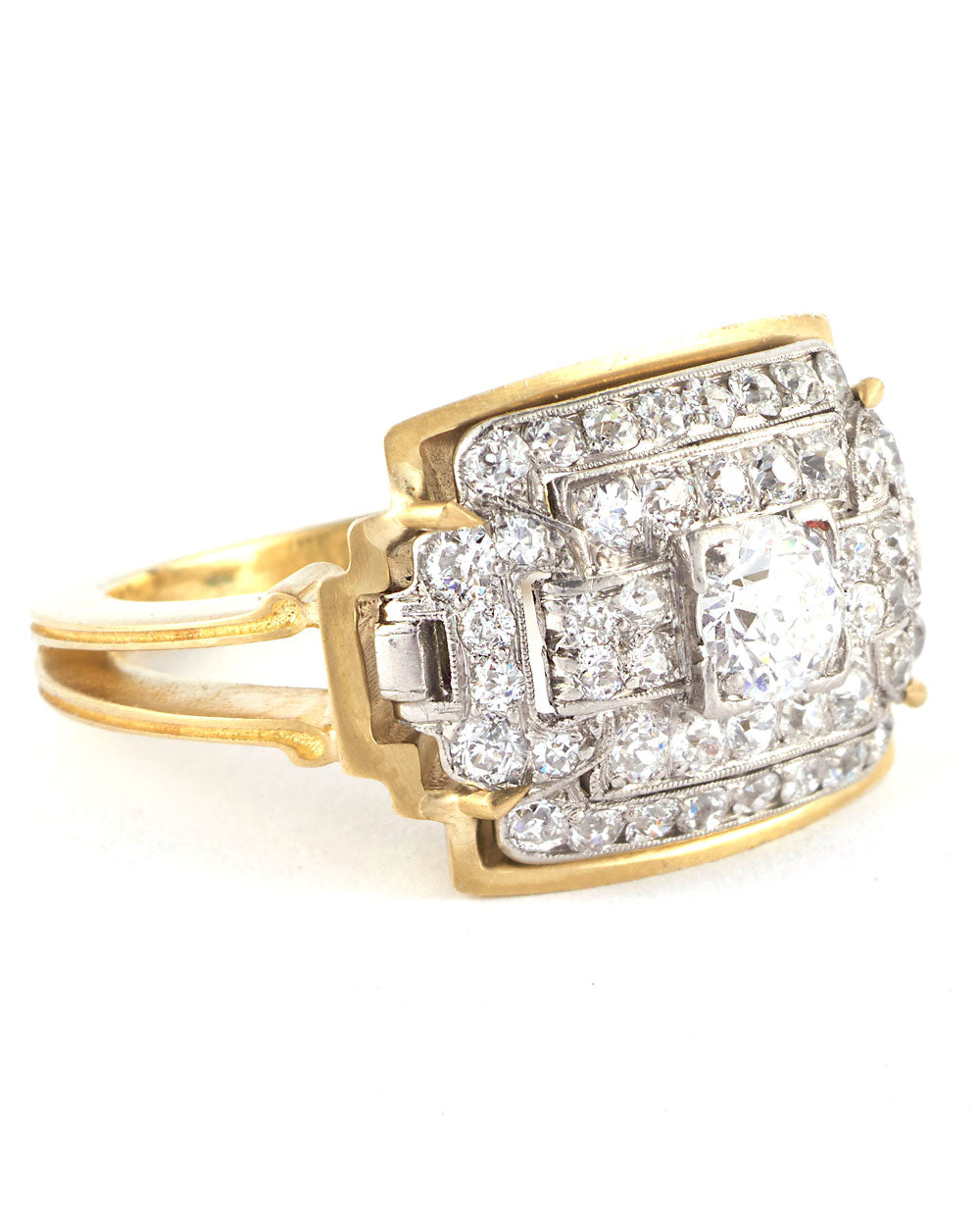 Yellow Gold and Platinum 1920's Diamond Ring