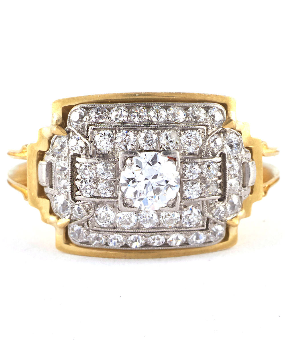 Yellow Gold and Platinum 1920's Diamond Ring