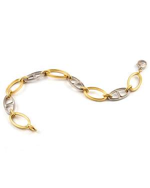 Yellow Gold and Platinum Diamond Sylva Link Bracelet
