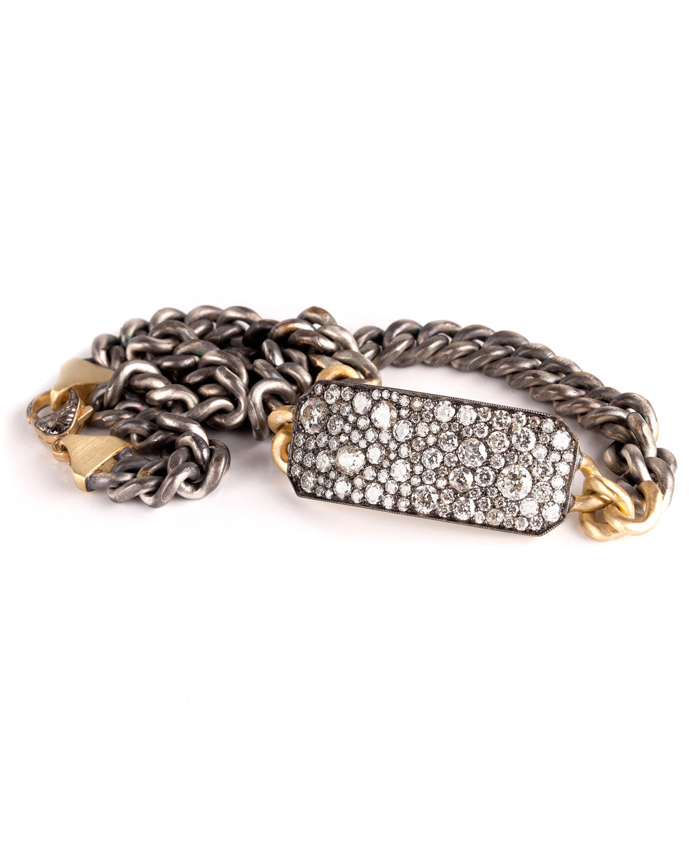 Yellow Gold and Sterling Silver Diamond 10 Table Wrap Bracelet