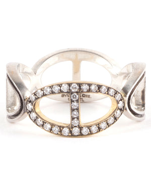 White and Yellow Gold Diamond Link Ring Band