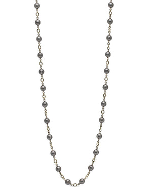 Sterling Silver Bead Necklace with Diamonds