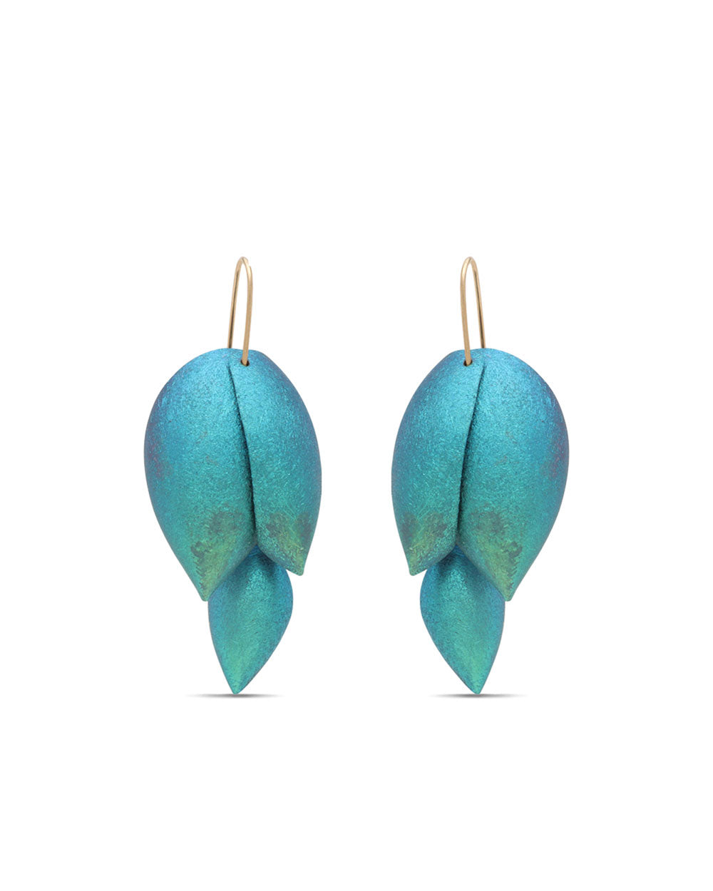 Blue Niobium Asparagus Earrings
