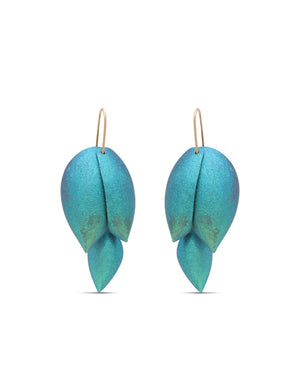 Blue Niobium Asparagus Earrings