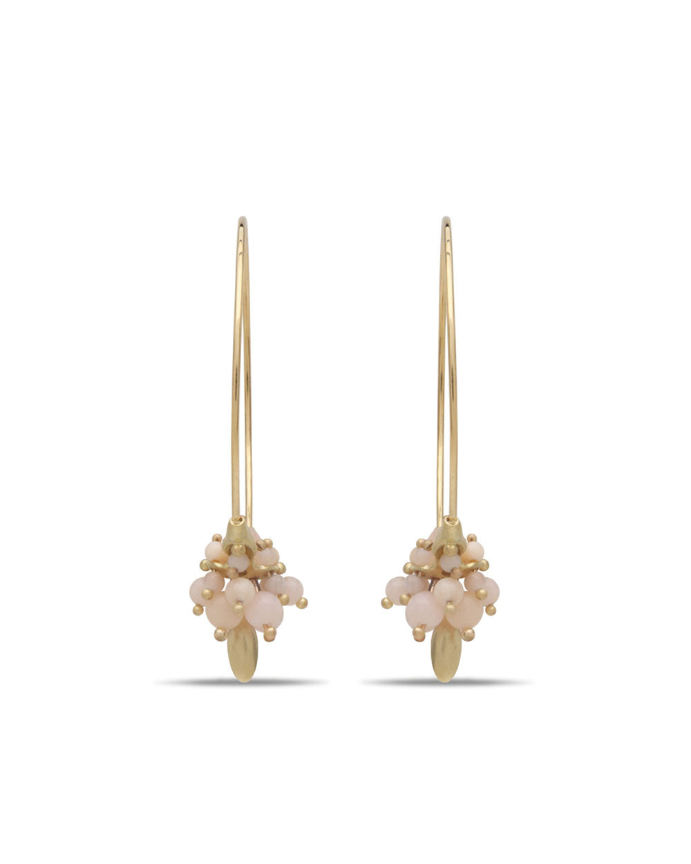 Pink Opal Cluster Hoop Earrings