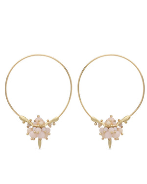 Pink Opal Cluster Hoop Earrings