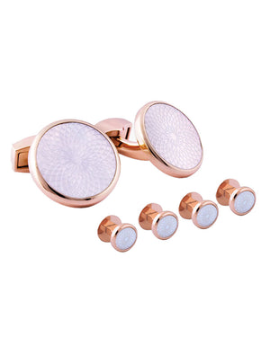 Rose Gold and Mother of Pearl Rotondo Guilloche Formal Set