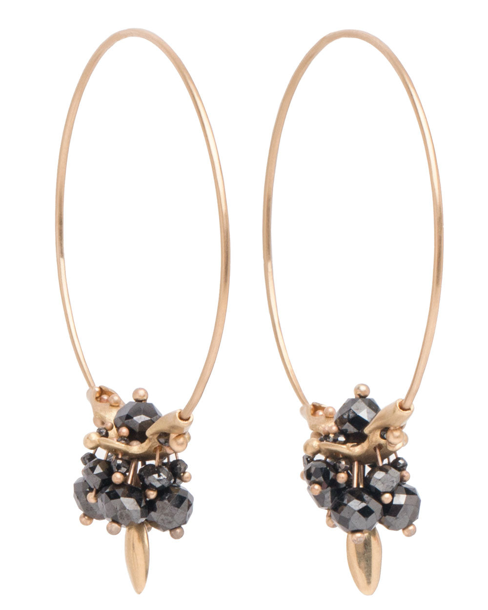 Black Diamond Cluster Hoop Earrings