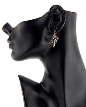 Black Pearl Bug Cluster Earrings
