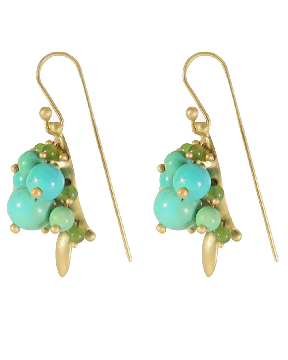 Chinese Turquoise Bug Cluster Earrings