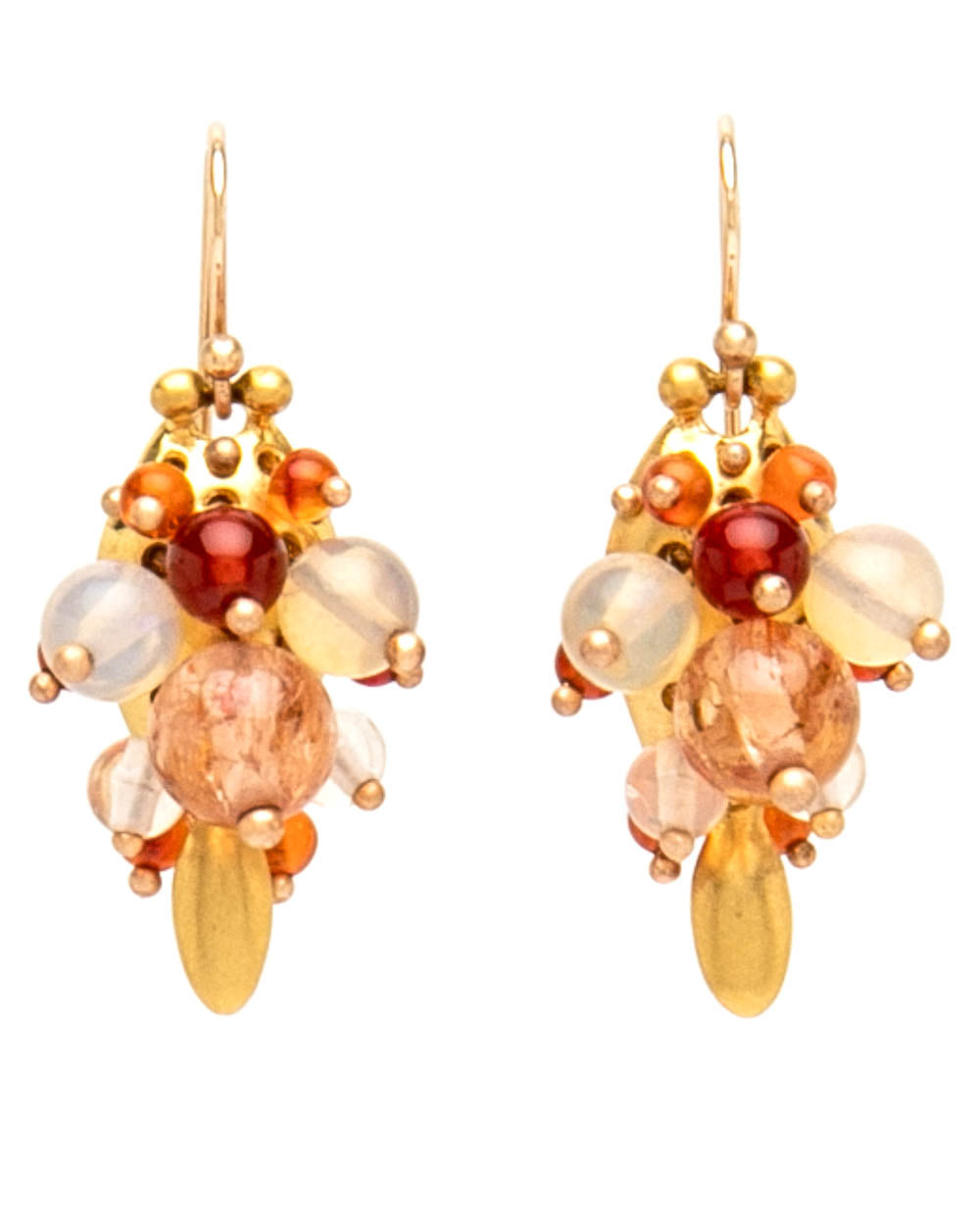 Opal and Topaz Bug Cluster Earrings