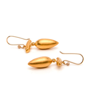 24K Gold T-Bar Acorn Earrings