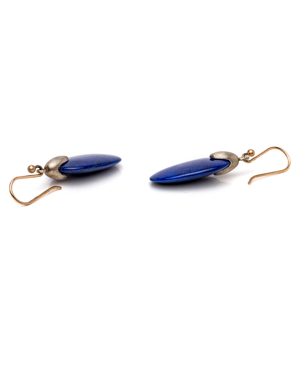 Silver Top Lapis Small Chip Earrings