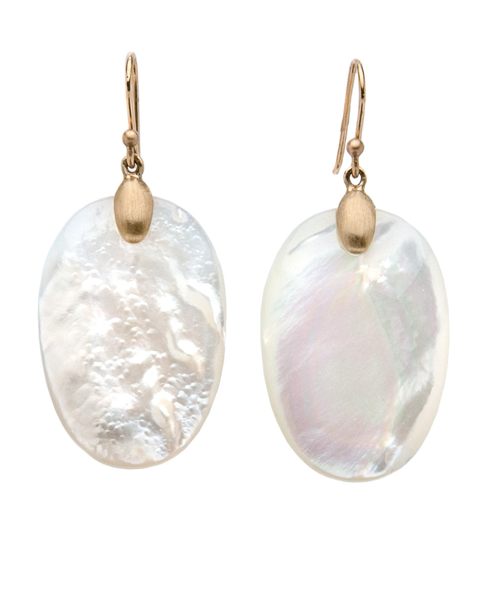 Gold Mother of Pearl Large Chip Earrings