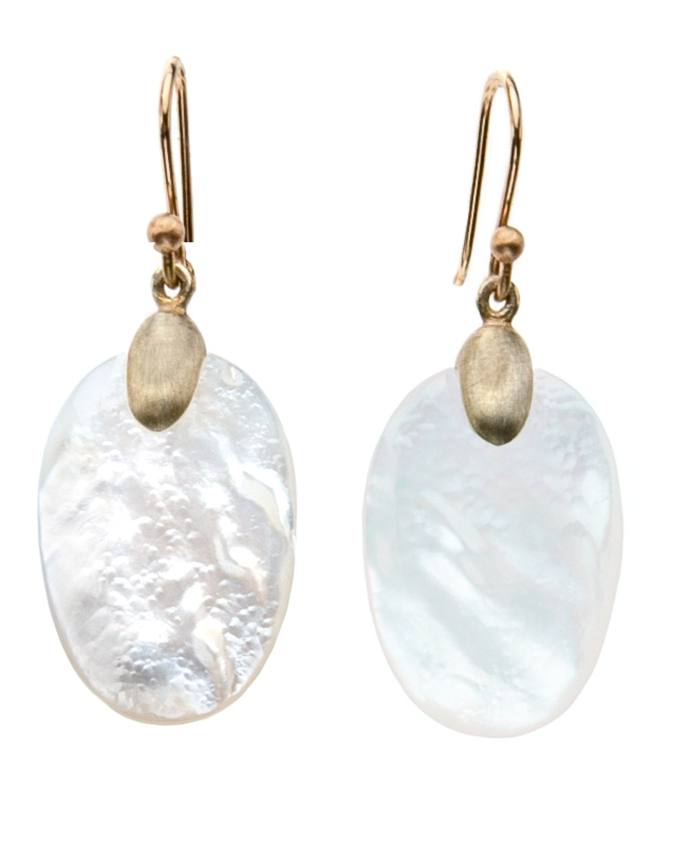 Gold Top Mother of Pearl Small Chip Earrings