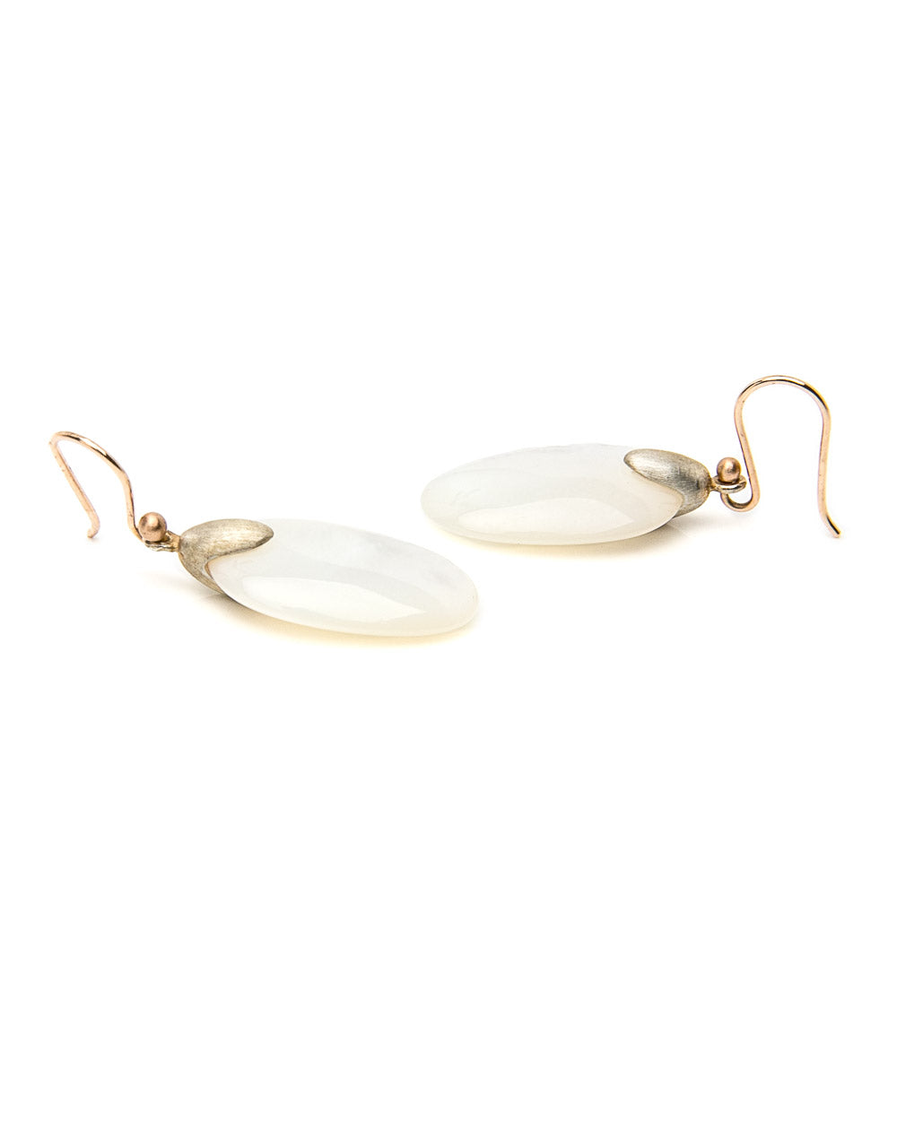 Gold Top Mother of Pearl Small Chip Earrings