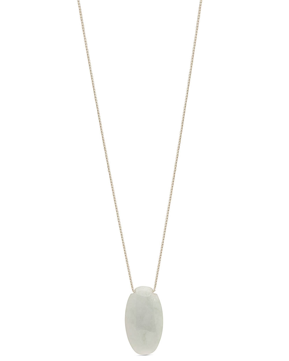Sterling Silver Oval Jade Pendant Necklace