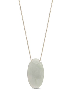 Sterling Silver Oval Jade Pendant Necklace