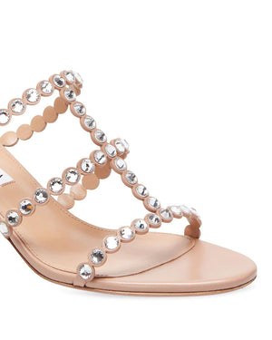 Tequila Embellished Leather Mules in Powder Pink