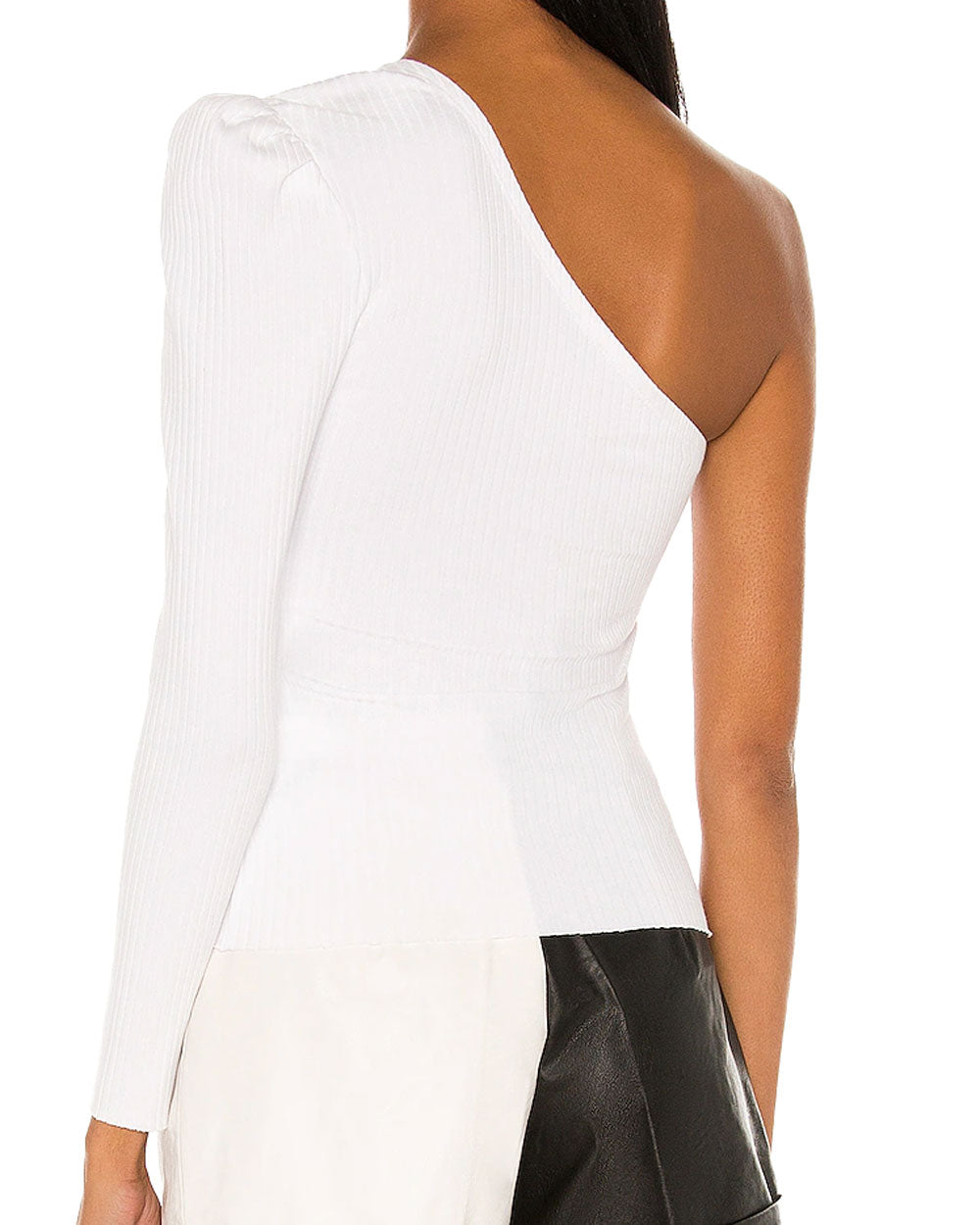 Shoulder One Sleeve Top in White