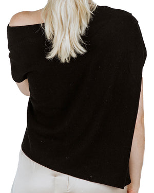 Wool Blend Drape Sweater in Black