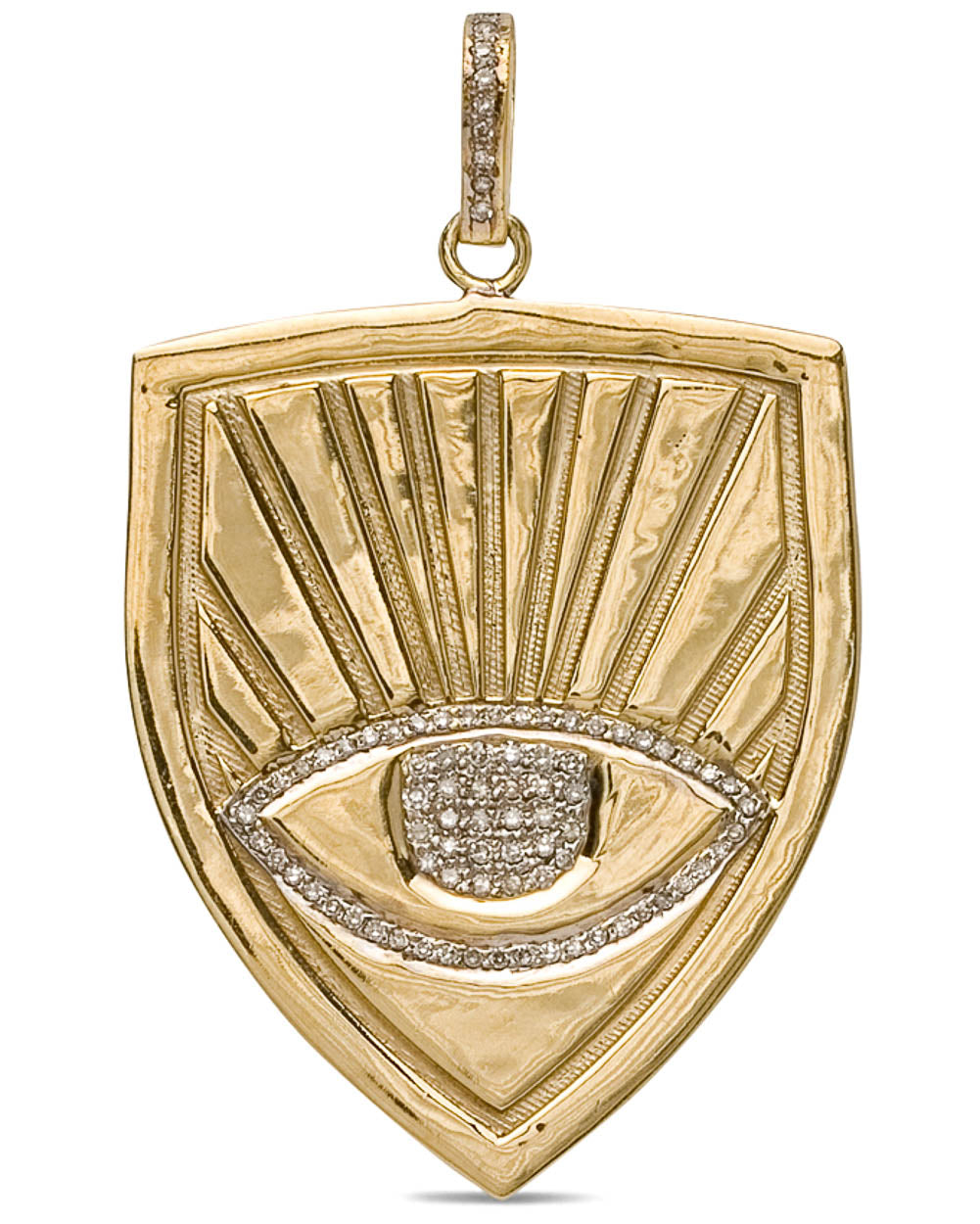 Brass Diamond Evil Eye Shield Pendant
