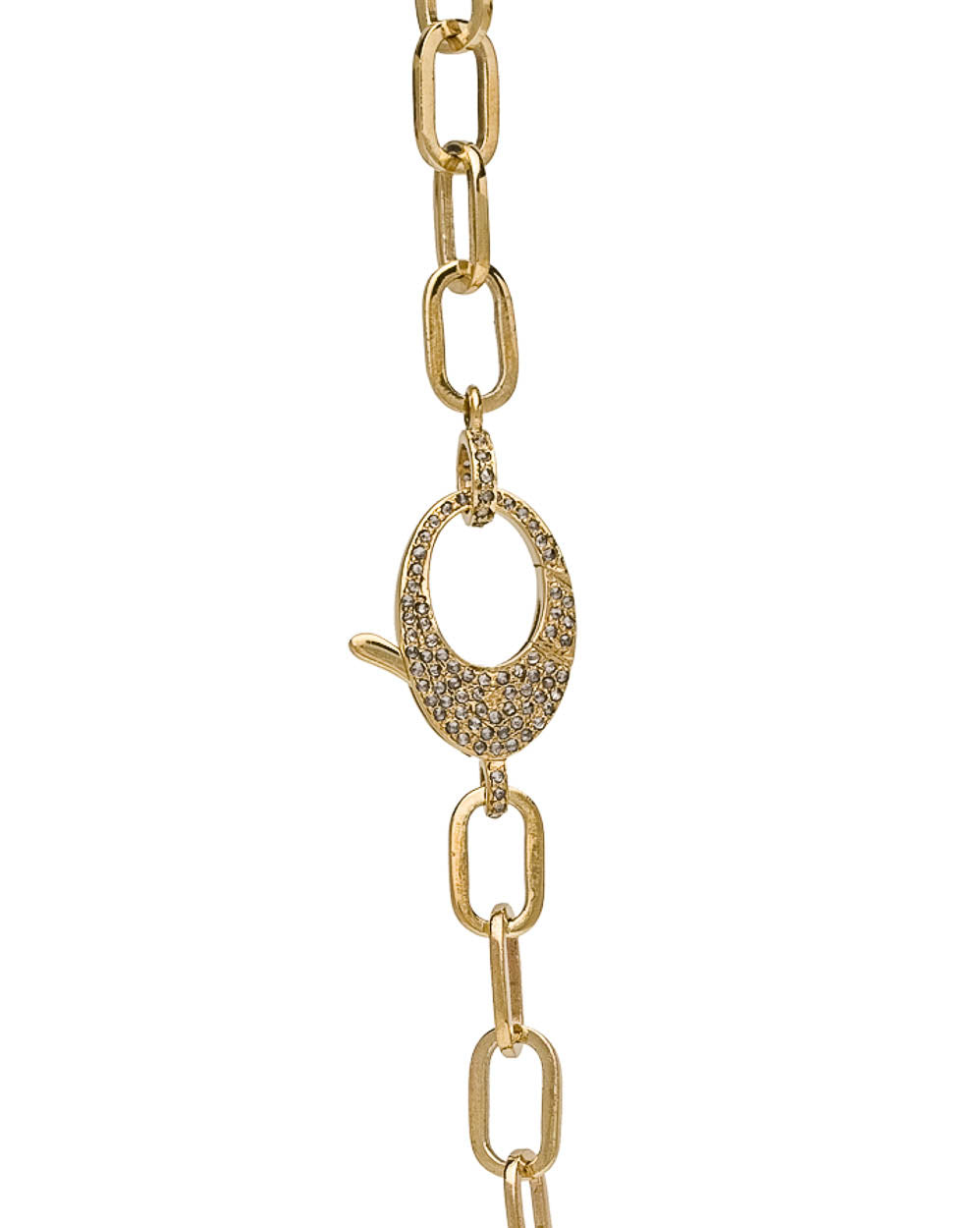 Brass Large Link Diamond Clasp Long Necklace