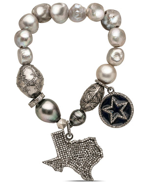 Diamond Texas Charm Freshwater Pearl Bracelet