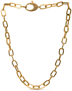 Small Brass and Diamond Chain Link Necklace