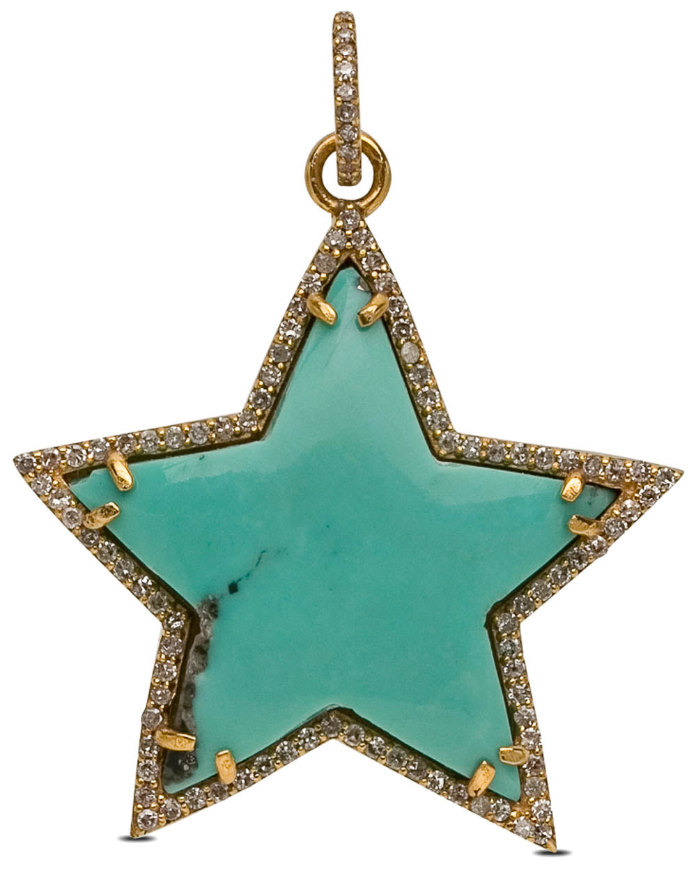 Pave Diamond Turquoise Star Pendant
