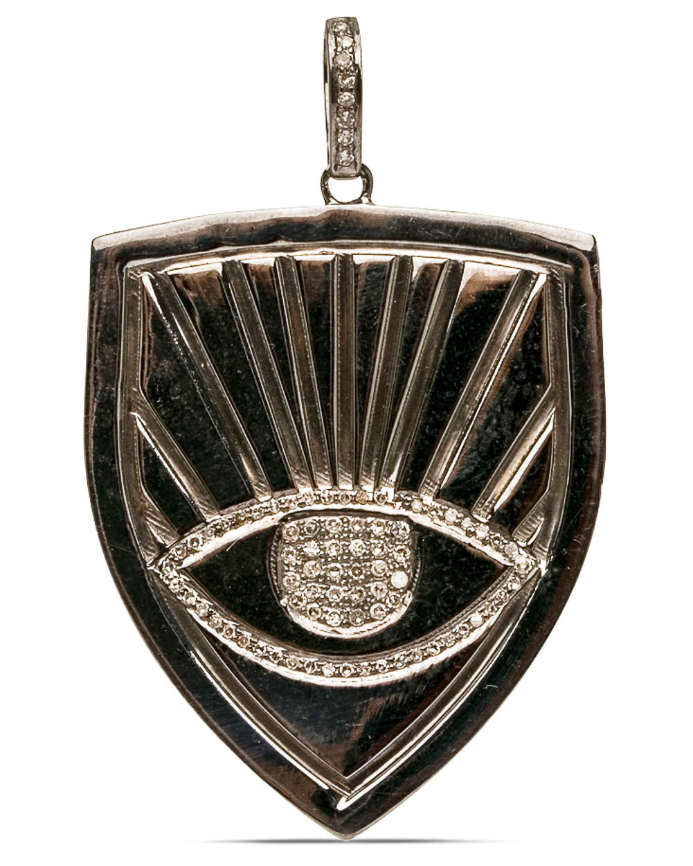Sterling Silver Diamond Evil Eye Shield Pendant