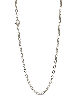 Silver Large Link Diamond Clasp Long Necklace