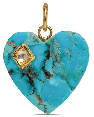 Turquoise Diamond Heart Pendant
