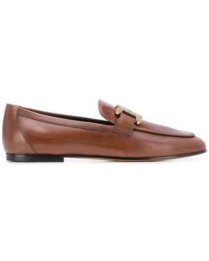 Kate Chain-Link Leather Loafer in Teak