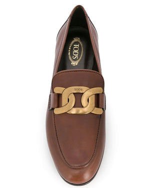 Kate Chain-Link Leather Loafer in Teak