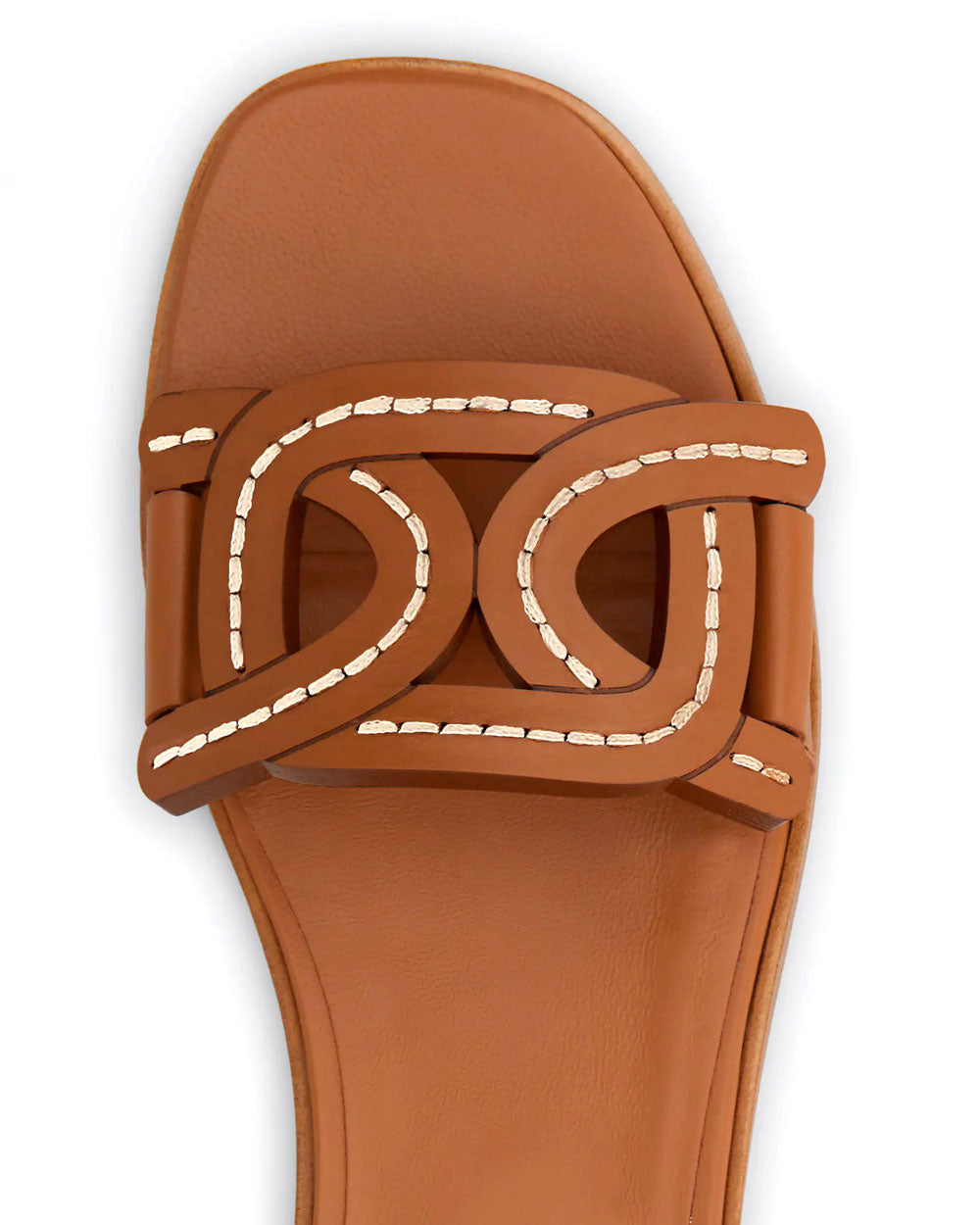 Woven Effect Leather Sandal in Tan
