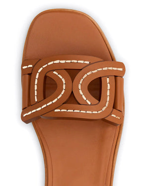 Woven Effect Leather Sandal in Tan