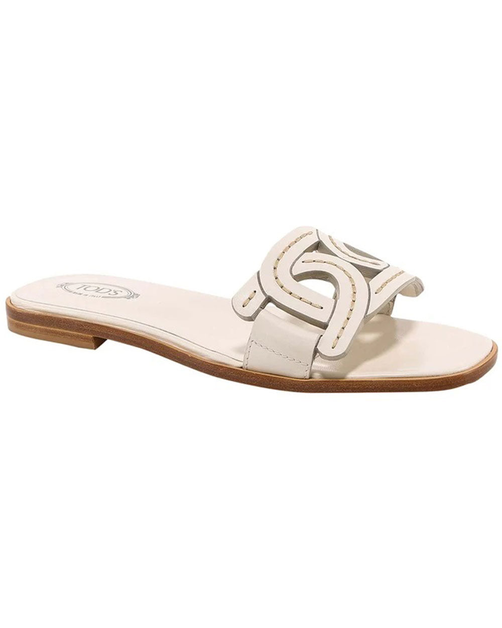 Woven Effect Leather Sandal in White
