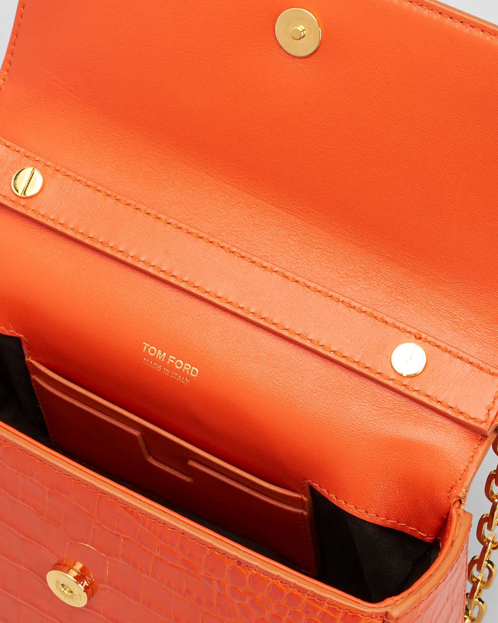 Tom Ford Mini Bianca Hobo Bag In Croc Embossed Leather in Orange